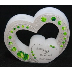 Hochzeitskerze Green Dots Hochzeitskerzen mit Teelicht
