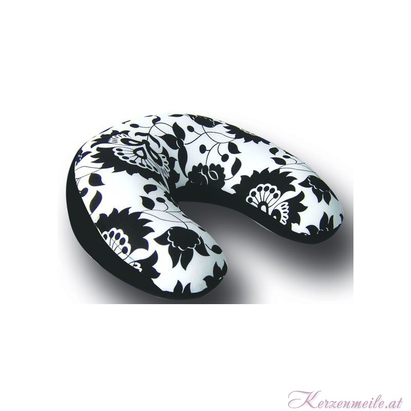 Nackenrolle floral schwarz-weiß 1-2-Fun-Kissen