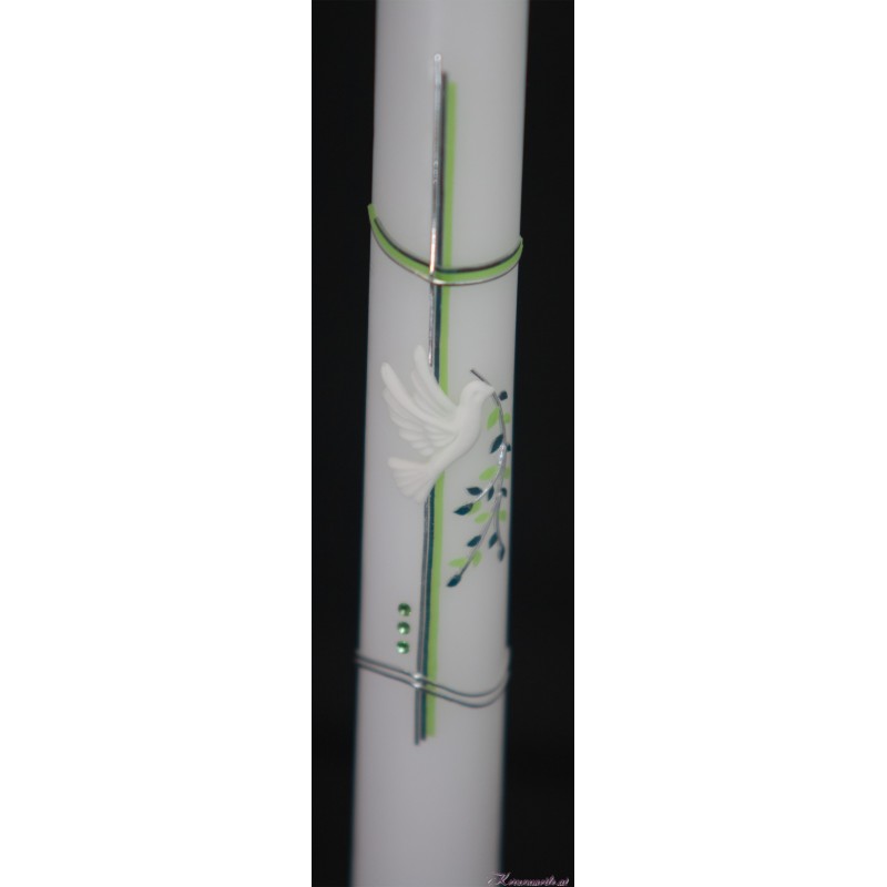 Taufkerze Friedenstaube mit grünem Zweig Taufkerzen